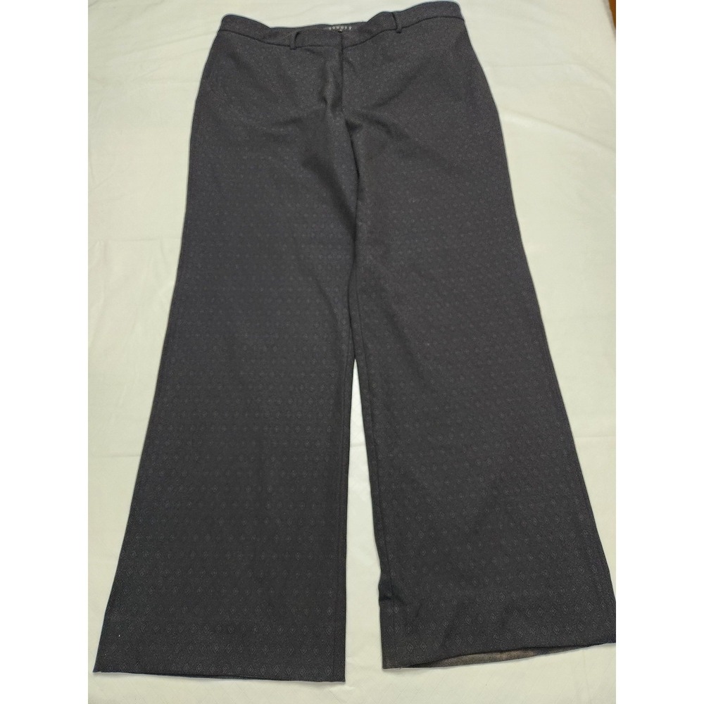 Theory Pants Womens 38x31 Black Geometric Relaxed Wide Leg Stretch Dress Pants‎